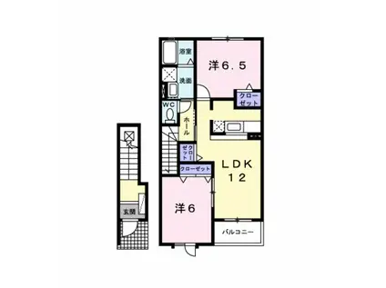 アンジュ ボワC(2LDK/2階)の間取り写真