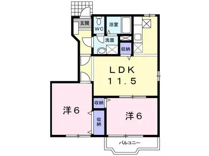 シャトーブランⅡ(2LDK/1階)の間取り写真