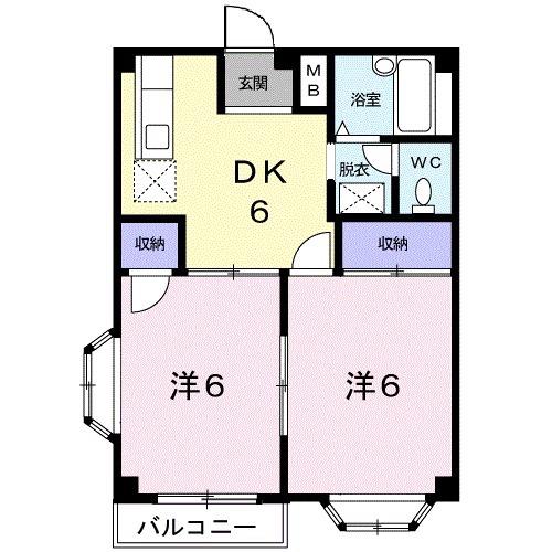 ユリカハイツⅢ(2DK/2階)の間取り写真