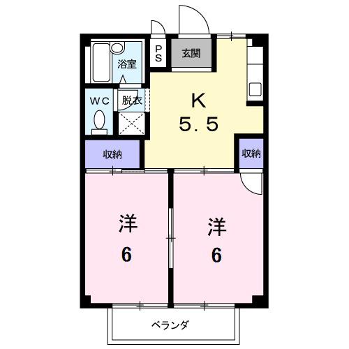 アーバンハイツC(2K/2階)の間取り写真