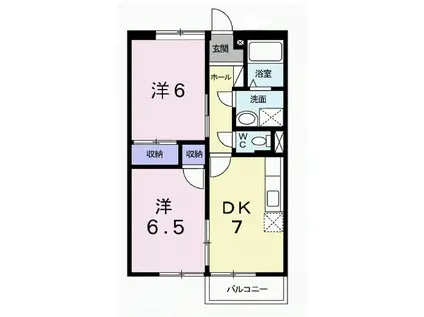 マーベラスサイトジチューⅠ(2DK/1階)の間取り写真