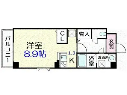 カーネリアンコートT・S(ワンルーム/5階)の間取り写真