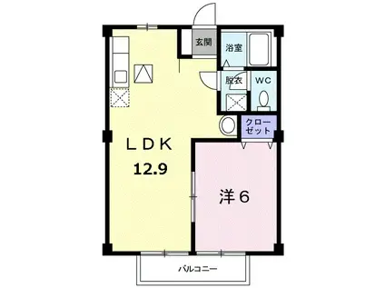 ファミール小杉Ⅱ(1LDK/2階)の間取り写真
