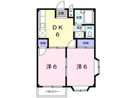 ニューシティー小川Ⅱ(2DK/1階)の間取り写真