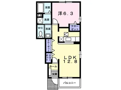 エクセレント(1LDK/1階)の間取り写真