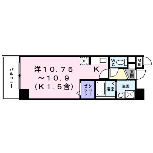 エスト堀川(ワンルーム/6階)の間取り写真