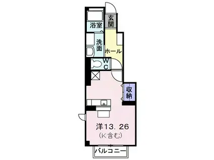 フローラルハイツⅢ(ワンルーム/1階)の間取り写真