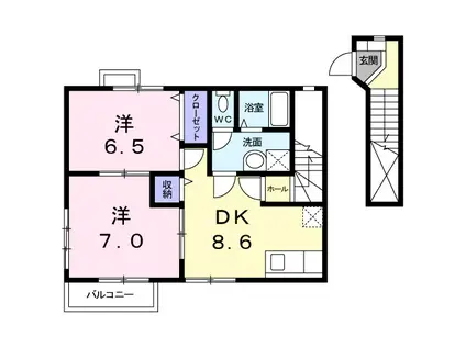 メゾン・ド・ラ・コリーヌ 2(2DK/2階)の間取り写真