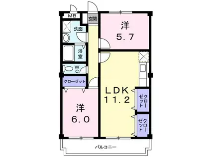 イースト HILL(2LDK/3階)の間取り写真