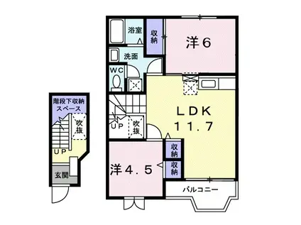 シャトーオオツカC(2LDK/2階)の間取り写真