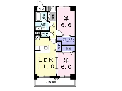 SUNNY SIDE 志木Ⅱ(2LDK/2階)の間取り写真