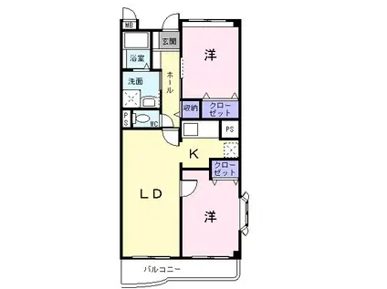 アーバン・ヒルズ(2LDK/2階)の間取り写真