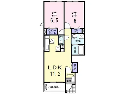 ベル・オランジュ(2LDK/1階)の間取り写真