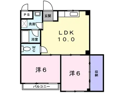 アミュゾン菱川(2LDK/5階)の間取り写真