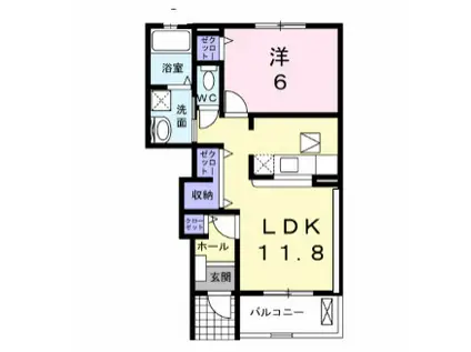 グレイス ヒル Ⅱ(1LDK/1階)の間取り写真