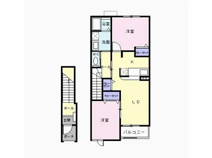 ルミナス結(2LDK/2階)の間取り写真