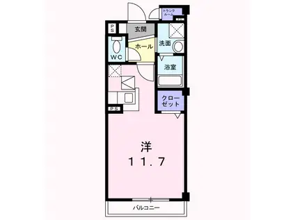 メゾングラシュⅡ(ワンルーム/1階)の間取り写真