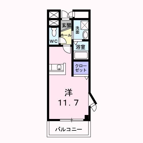 メゾングラシュⅡ(ワンルーム/2階)の間取り写真