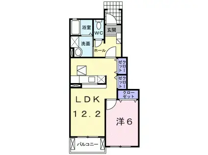 スイートピア4(1LDK/1階)の間取り写真