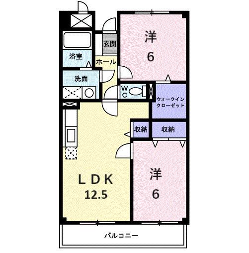 エーヴィヒ畠中Ⅰ(2LDK/2階)の間取り写真