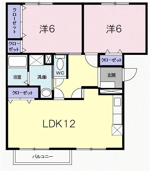 キャッスルニューエルⅠ(2LDK/1階)の間取り写真