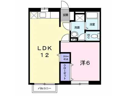 ピュアフレグランス(1LDK/2階)の間取り写真