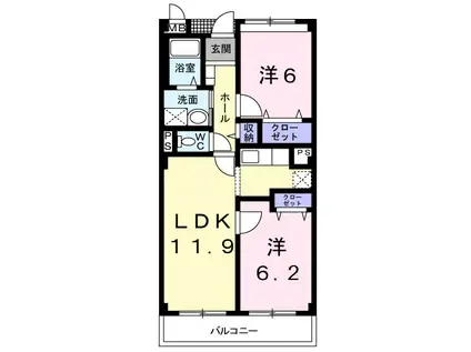 アプリコーゼ(2LDK/3階)の間取り写真