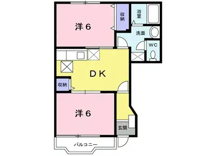 リーバイバー(2DK/1階)の間取り写真