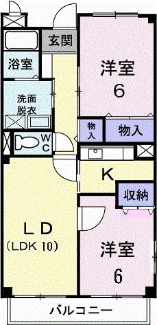 メゾン・リュエルⅡ(2LDK/2階)の間取り写真