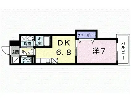 ジェルメ(1DK/7階)の間取り写真