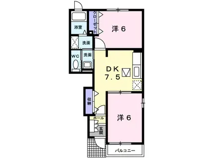 ジュン.オーネА(2DK/1階)の間取り写真