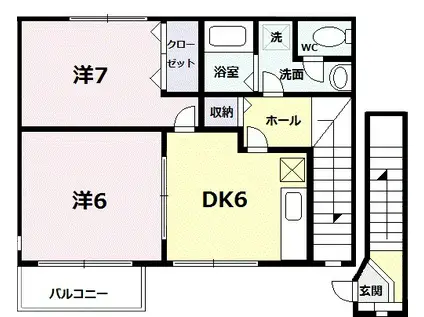 サンパティークⅡ(2DK/2階)の間取り写真