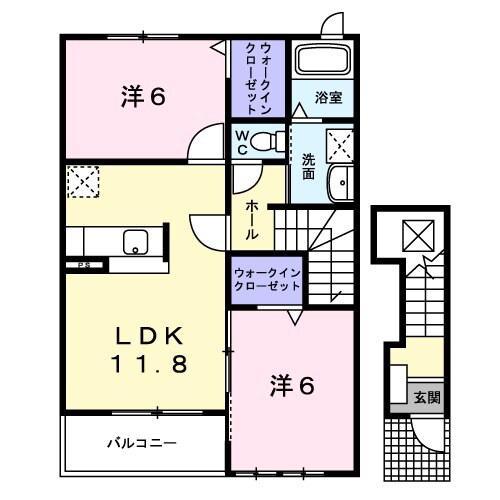 MKマンションⅧ(2LDK/2階)の間取り写真