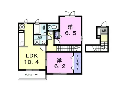 サン ソレイユⅠ(2LDK/2階)の間取り写真