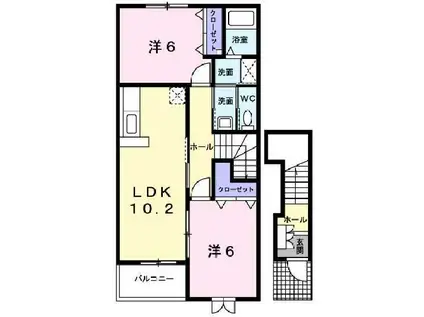 雅 壱番館(2LDK/2階)の間取り写真