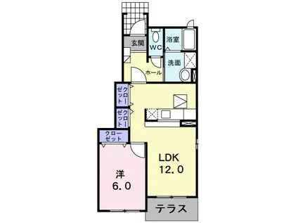 スカイヒルズ21(1LDK/1階)の間取り写真
