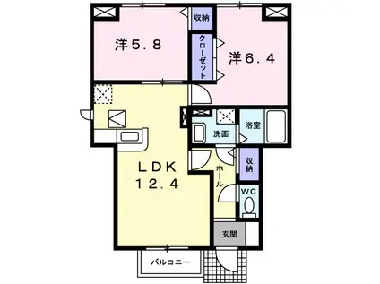 ファミールB(2LDK/1階)の間取り写真
