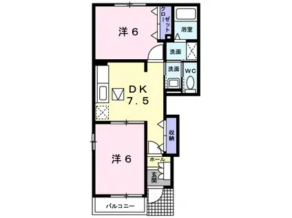 メゾン シンシア(2DK/1階)の間取り写真