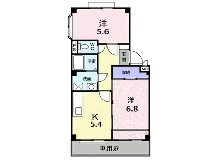 メゾンパークしかたⅢ(2K/1階)の間取り写真