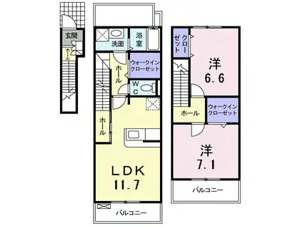 アルカディアⅡ(2LDK/2階)の間取り写真