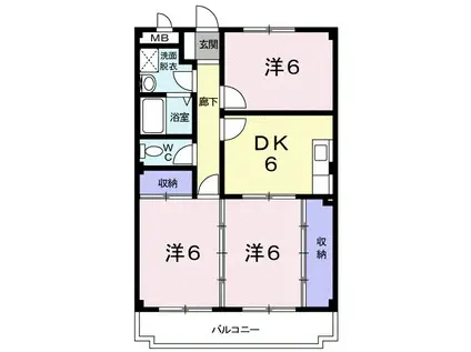 ハイツ江端(3DK/1階)の間取り写真