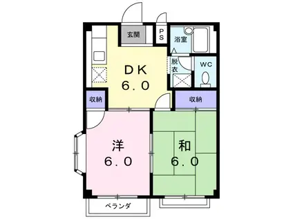 エルディム中島(2DK/1階)の間取り写真