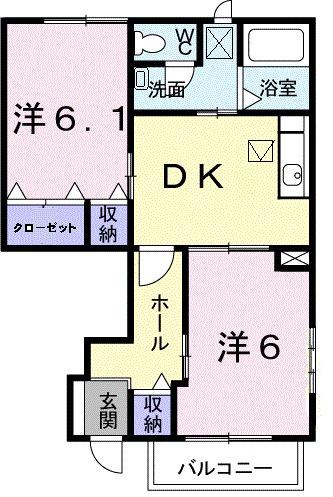 パルティール弐番館(2DK/1階)の間取り写真