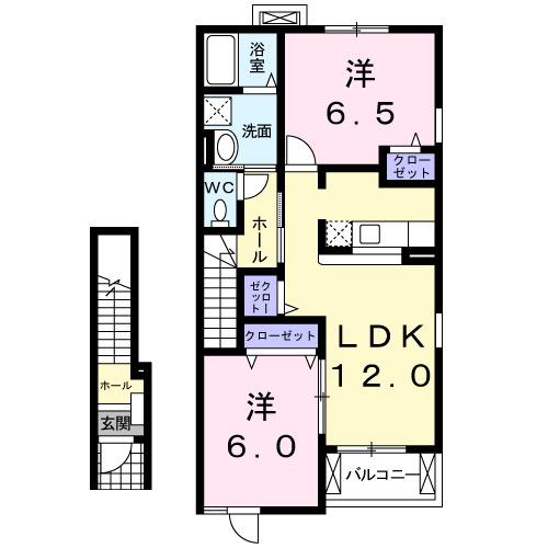サニ-ヒル 1(2LDK/2階)の間取り写真