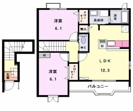 サンガーデン(2LDK/2階)の間取り写真