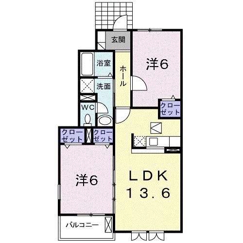 ティエラⅢ(2LDK/1階)の間取り写真