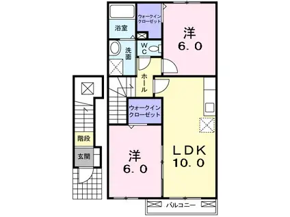 フレスコⅢ(2LDK/2階)の間取り写真