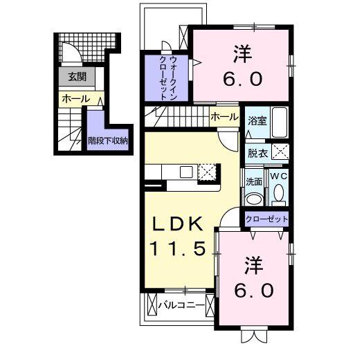 ファインロイテⅣ(2LDK/2階)の間取り写真