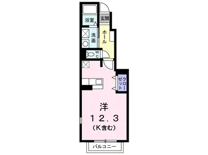 プロムナ-ドT(ワンルーム/1階)の間取り写真