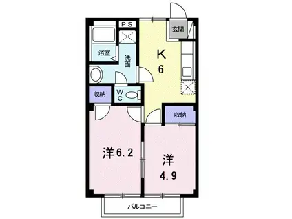 ファミールアイⅠ(2DK/2階)の間取り写真